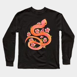 watercolor snake with flowers Long Sleeve T-Shirt